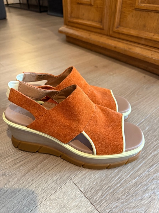 Sorel Shoes - SOREL Joanie III Women's Orange Suede Platform Slingback Sandals Wedge - 10